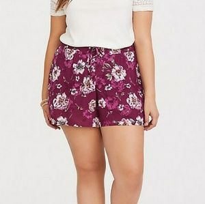 Wine Lace Up Shorts